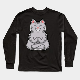 Yoga Cat Meditating Zen Cat Long Sleeve T-Shirt